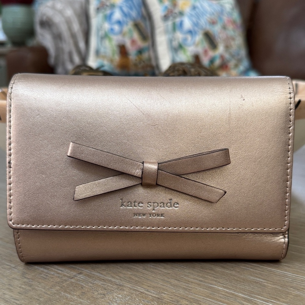 Kate Spade Rose Gold Wallet with Bow Detail